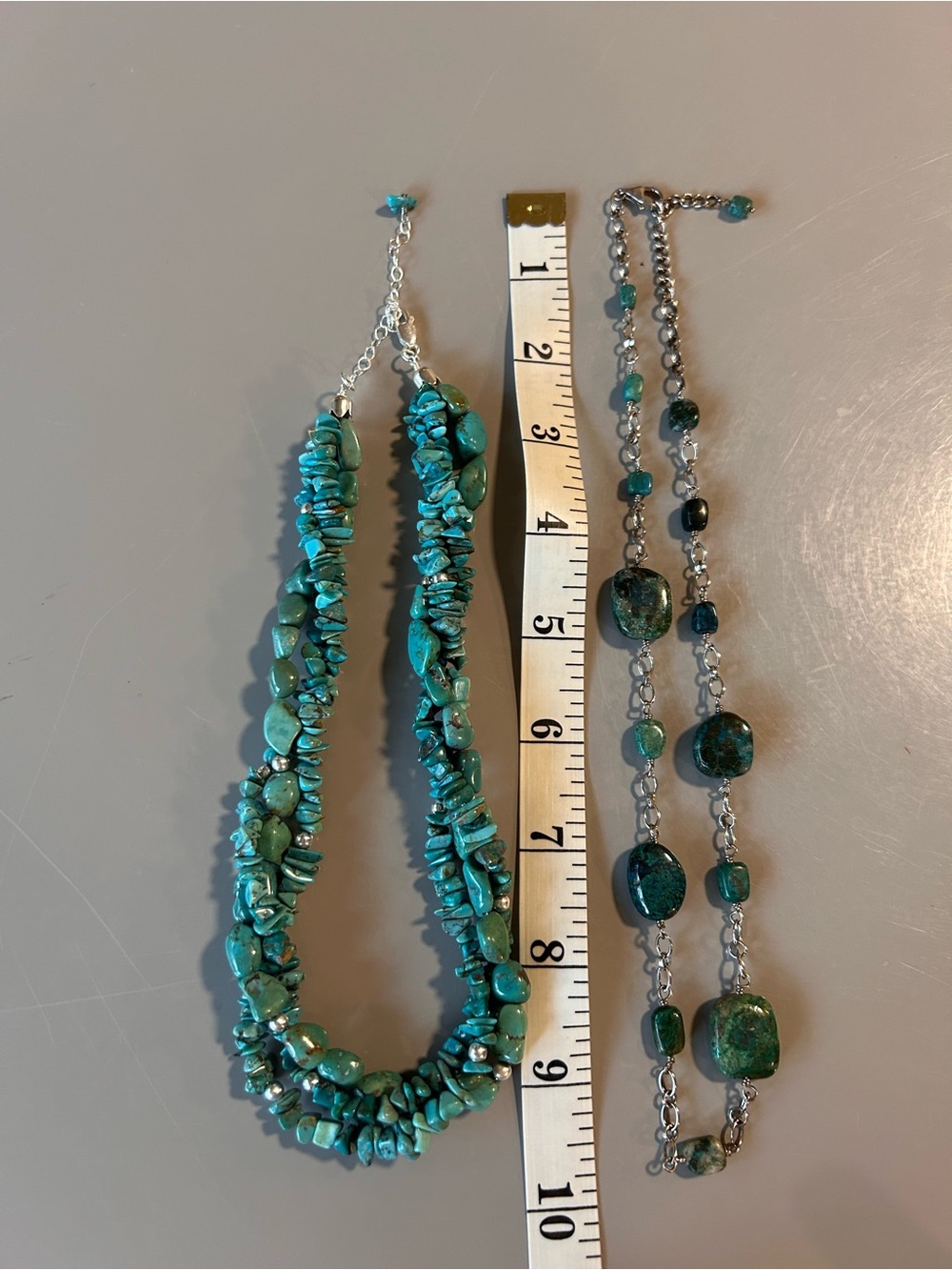 Lot of turquoise mother of pearl etc natural semi precious stone necklaces 925 - Picture 10 of 10